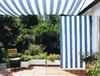 Komplett - Bausatz mit Senkrecht-Sonnensegel 230 x 140 cm - Blockstreifen blau-wei� und Seilspanntechnik Universal