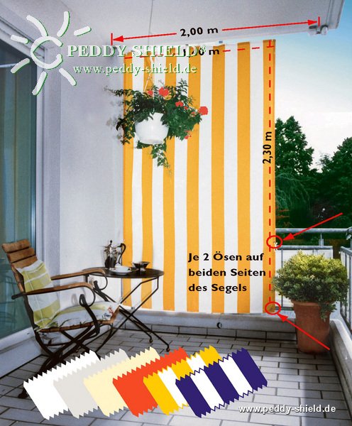 Senkrecht-Sonnensegel 230 x 140 cm - Farbe hell elfenbein