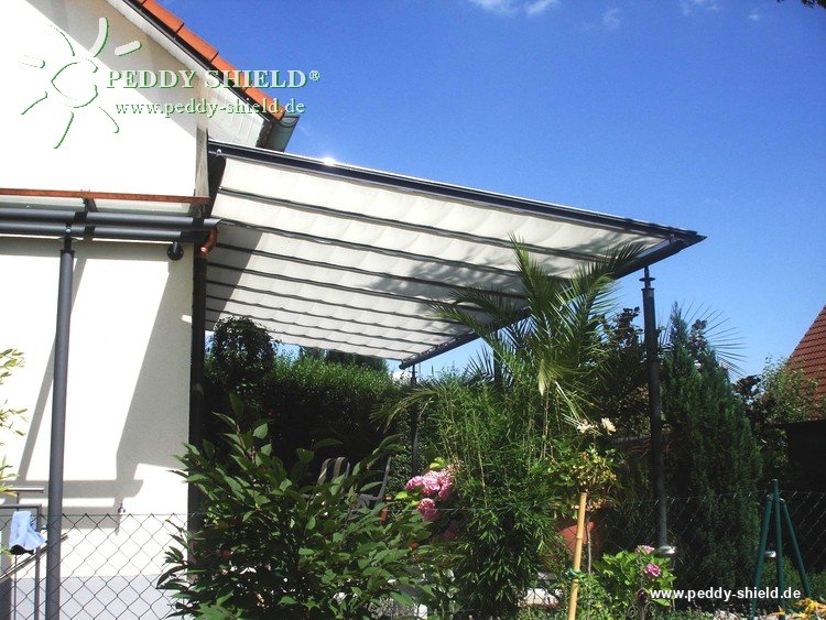 Sonnensegel Glasdach -  88 x 380 cm - uni hell elfenbein