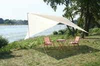Camping-Freizeit-Sonnensegel (3) Vierecksegel 4 x 4 m - elfenbein - leicht aufgebaut als Sonnenschutz und Sichschutz