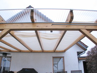 Sonnensegel Terrassendach - 91 x 220 cm - uni wei mit 20 x  Laufhaken + 2 x Laufhakenstoppern