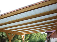 Sonnensegel Terrassendach - 68 x 220 cm - uni wei - mit 20 x Laufhaken und 2 x Laufhakenstoppern