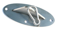 Groe oval Wandplatte mit Karabinerhaken 10 mm aus Marine Edelstahl