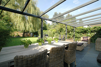 Sonnensegel Wintergarten -  96 x 380 cm - uni wei mit 40 x Laufhaken + 2 x Laufhakenstoppern