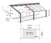 Grafik Holzrahmenkonstruktion fr Sonnensegel 330 x 200 cm 