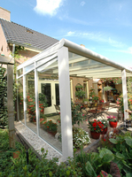 Sonnensegel Glasdach -  88 x 330 cm - uni hell elfenbein mit 34 x Laufhaken + 2 x Laufhakenstopper #15