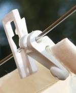 Sonnensegel Glasdach -  88 x 330 cm - uni hell elfenbein mit 34 x Laufhaken + 2 x Laufhakenstopper #7