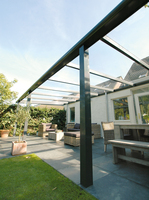 Sonnensegel Glasdach -  88 x 380 cm - uni hell elfenbein mit 40 x Laufhaken + 2 x Laufhakenstopper #19