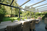 Sonnensegel Glasdach -  88 x 380 cm - uni hell elfenbein mit 40 x Laufhaken + 2 x Laufhakenstopper #20