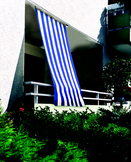 Packungsinhalt - Senkrecht-Sonnensegel 230x140 cm - Blockstreifen blau-wei� - komplett mit der Seilspanntechnik Universal